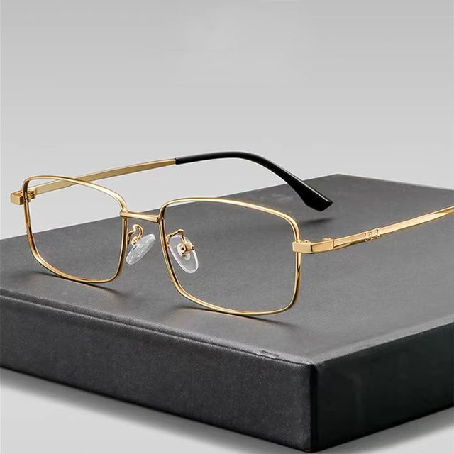 LOERHUNAR Lesebrille, Titanlegierung, quadratisch, Vollrand, gold, Unisex - Bild 1