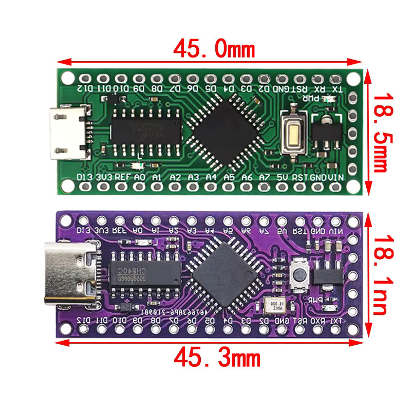 LGT8F328P-LQFP32 MiniEVB Entwicklungsboard mit USB-C und Micro USB, kompatibel mit ATMEGA328 Nano V3.0, CH9340C und HT42B534-1 SOP16 Arduino von Si Tai&SH - Bild 2