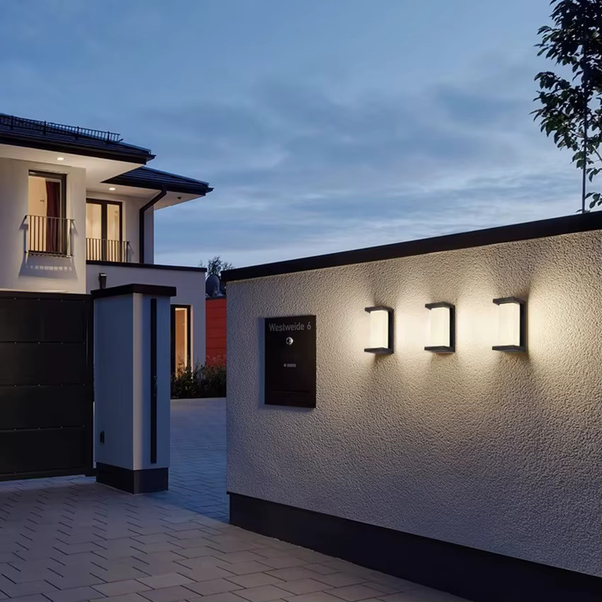 Feiyunlux Moderne Außenwandleuchte aus Aluminium mit Acryl-Lampenschirm, Wasserdichte Wandlampe für Garten und Veranda, Schwarz - Bild 3
