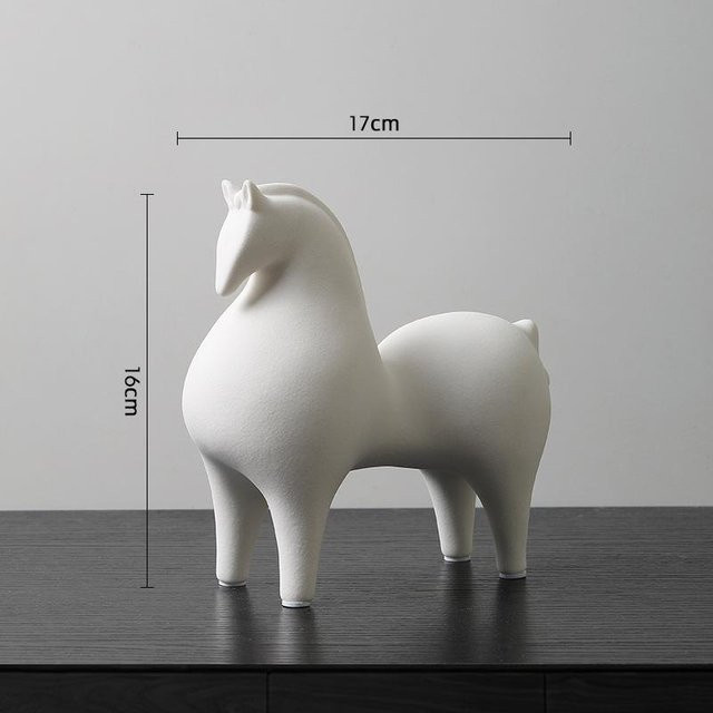 Tangma Keramikornament Pferd von Yiran Furniture in Weiß zur Tischdekoration - Bild 1