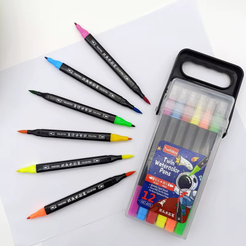 Twin-Aquarellstift-Set mit zwei Spitzen, waschbare Marker in Multicolour für Kinder zum Zeichnen und für den Schulkunstbedarf - Bild 4