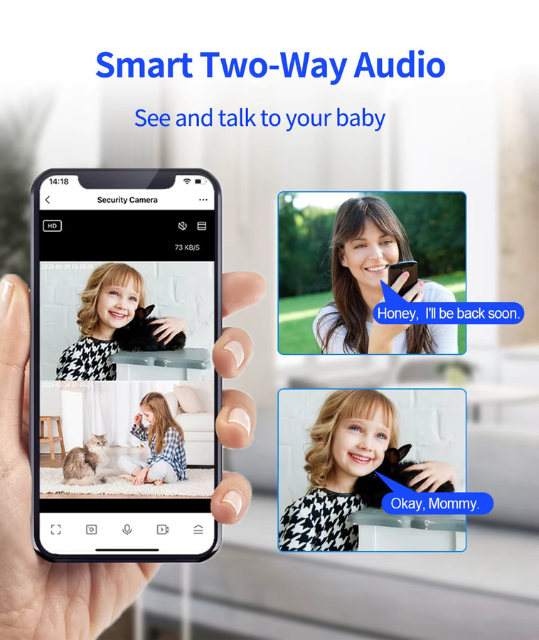 Tugard 360° PTZ-Innenkamera in Weiß mit 2K 3MP Auflösung, 2,4G WLAN, KI-Erkennung und automatischer Verfolgung zur Fernüberwachung - Bild 2