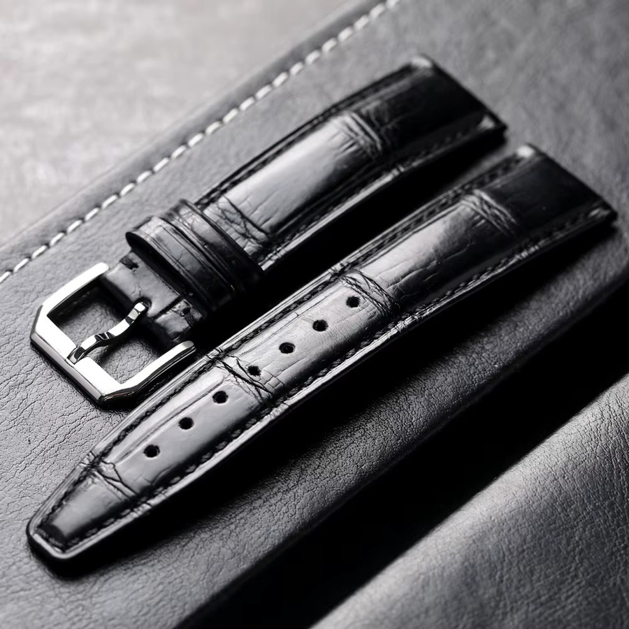 Raystray Uhrenarmband Krokodilleder, Schwarz, Vintage, Herren - Bild 2