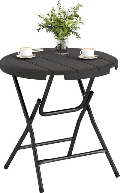 Outsunny Gartentisch rund aus Stahl und HDPE in Anthrazit mit klappbarer Platte, B/T/H: 80 x 80 x 73 cm - Bild 1