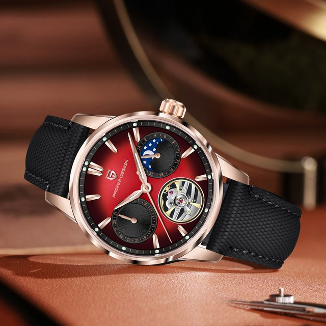 PAGANI DESIGN Armbanduhr, Automatik, Mondphase, Roségold, Herren - Bild 1