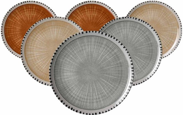 Ritzenhoff & Breker Speiseteller Natura Stoneware Multicolour 6er Set Durchmesser: 26 cm - Bild 1