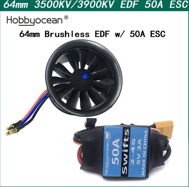 Hobbyocean 50A ESC 64mm EDF-Flugzeug mit 11-Blatt-Kanalventilator, Zubehör - Bild 1