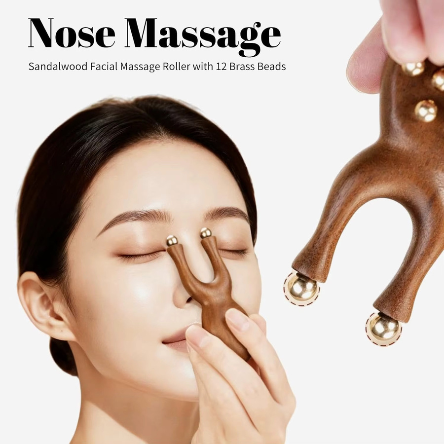 DUTRIEUX Sandelholz Gesichtsmassage-Roller, Y-förmiges Guasha-Werkzeug, Unisex - Bild 2
