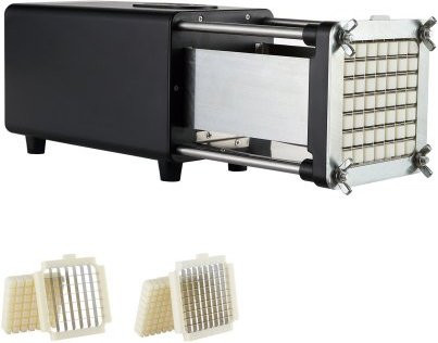 VEVOR Elektrischer Pommes Frites Schneider in Schwarz aus Edelstahl und Aluminium mit 1/2 und 3/8 Zoll Klingen, Kartoffelschneider und Gemüsezerkleinerer mit Anti-Rutsch-Füßen, B/T/H: 58,0 x 37,6 x 13,1 cm - Bild 1