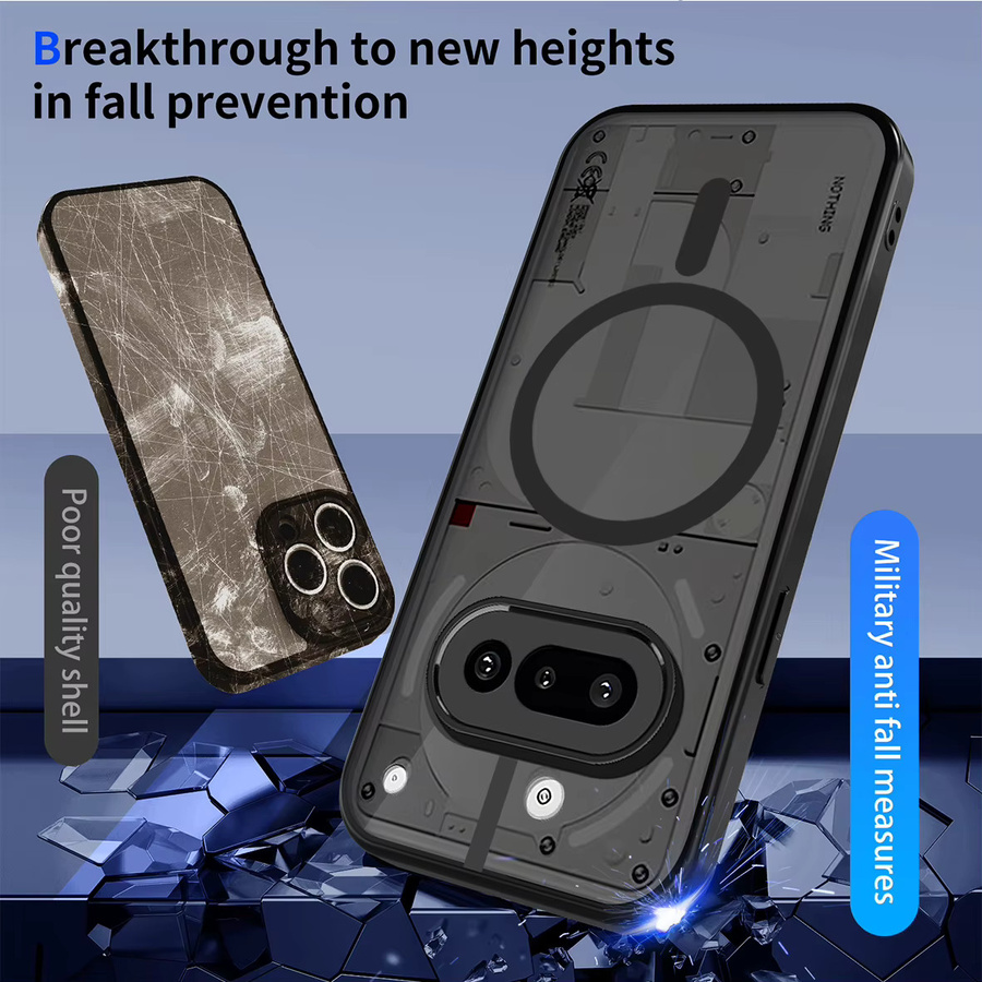 Magnetische Handyhülle für Nothing Phone 3a Lite 3a Pro 2a Plus CMF mit kabelloser Ladefunktion aus TPU-Rahmen und Kunststoff in Schwarz Matt - Bild 3