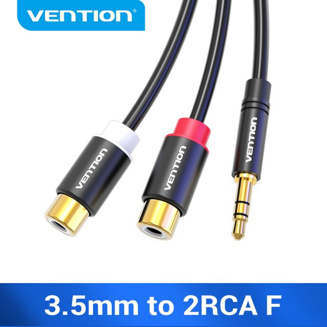 Vention AUX-Kabel 3,5 mm Klinke auf 2 Cinch-Buchse RCA Audio Y-Splitter, Schwarz - Bild 1