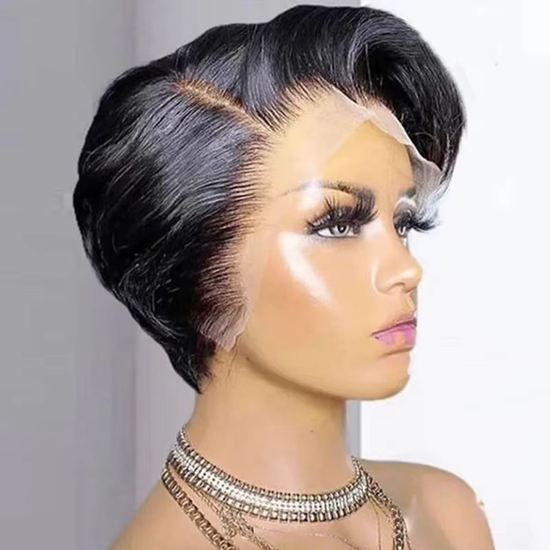 Linhua Pixie Cut Echthaar Perücke, kurzer Bob, Lace-Front, Damen - Bild 2
