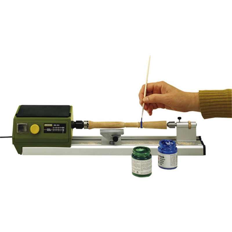 Proxxon Micro Drechselbank DB 250 Holz Drehmaschine 100W in Gelb und Grün - Bild 3