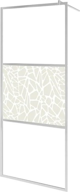 vidaXL Duschwand für begehbare Dusche aus ESG-Glas in Steindesign, Grau/Silber, B: 140 cm, H: 195 cm - Bild 1