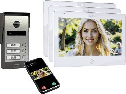 M-e modern-electronics Video-Türsprechanlage ALL-V30S-M10W-IPS 2-Draht mit Edelstahl und Weiß - Bild 1