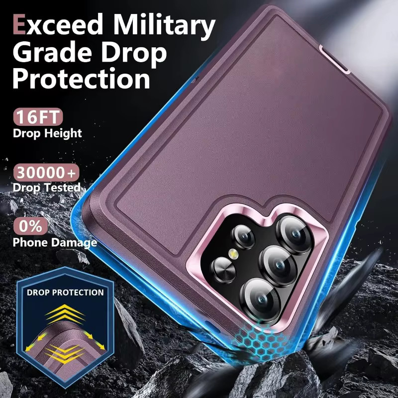 Robuste Panzer-Schutzhülle von Ott Box für Samsung Galaxy S26 Ultra, S25 Edge, S24, S23 und S22 Plus in Rot, Pink oder Lila - Bild 4