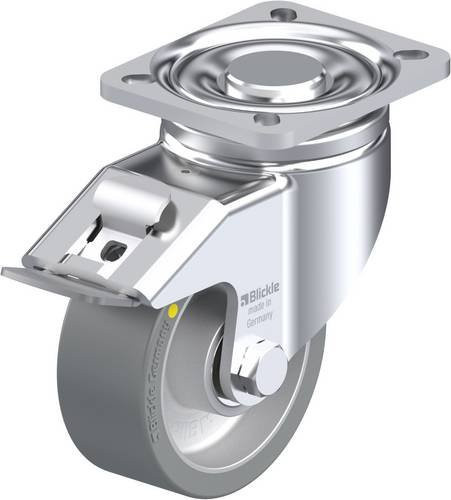 Blickle Lenkrolle mit Feststeller 634774 LH-ALTH 100K-1-FI-AS, Rad-Durchmesser: 100 mm, Tragfähigkeit: 350 kg, Farbe: Silber - Bild 1