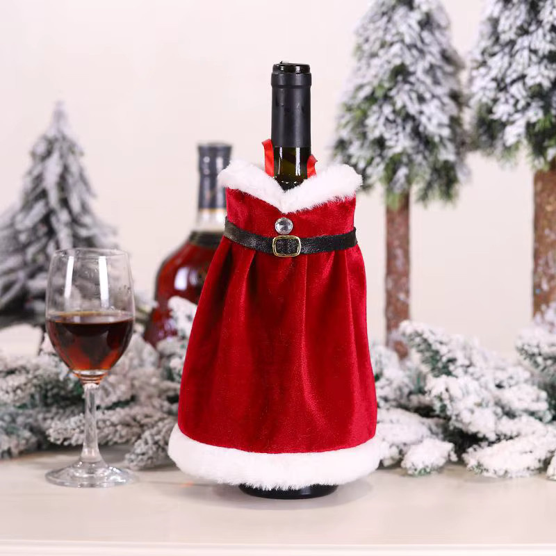 Alivparty Weinflaschen-Abdeckung Santa im roten Kleid als Weihnachtsdekoration für die Tischdekoration zu Weihnachten und Silvester - Bild 5