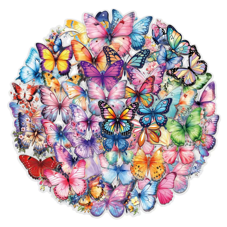60er-Set bunte Schmetterlings-Aufkleber von BulingSticker Store, wasserfeste transparente PET-Sticker für dein Journal - Bild 2