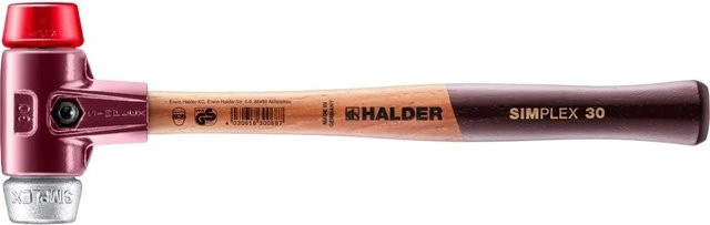 Halder Simplex Schonhammer Weichmetallhammer mit Plastikkopf in Rot und Silber, Durchmesser: 30 mm - Bild 2