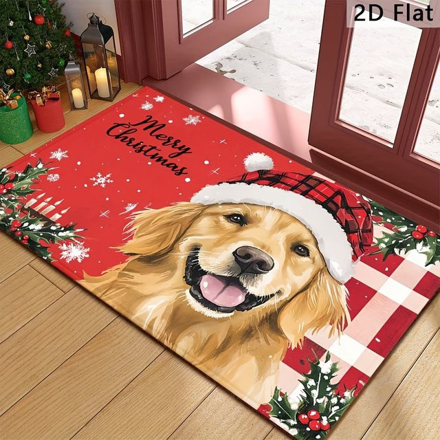 VIKAMA Druckteppich mit Golden Retriever Motiv in Multicolor für Wohnzimmer, Küche und Eingangsbereich - Bild 1