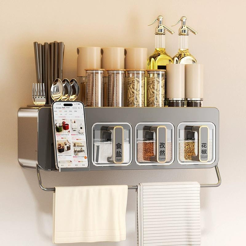 Multifunktionales Küchen-Gewürzregal von World-class Emporium als Wandregal mit Rückwand und Hängevorrichtung in glänzendem Design - Bild 3