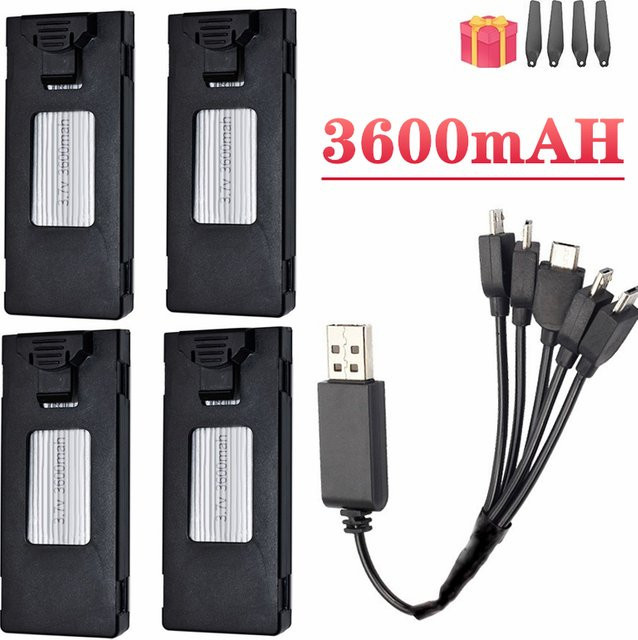TERFPV E88 Drone Batterie 3,7 V 3600 mAh Lithium-Ionen-Akku in Schwarz für RC Quadcopter E88EVO E99 K9 K10 P1 P5 F185 F195 - Bild 1