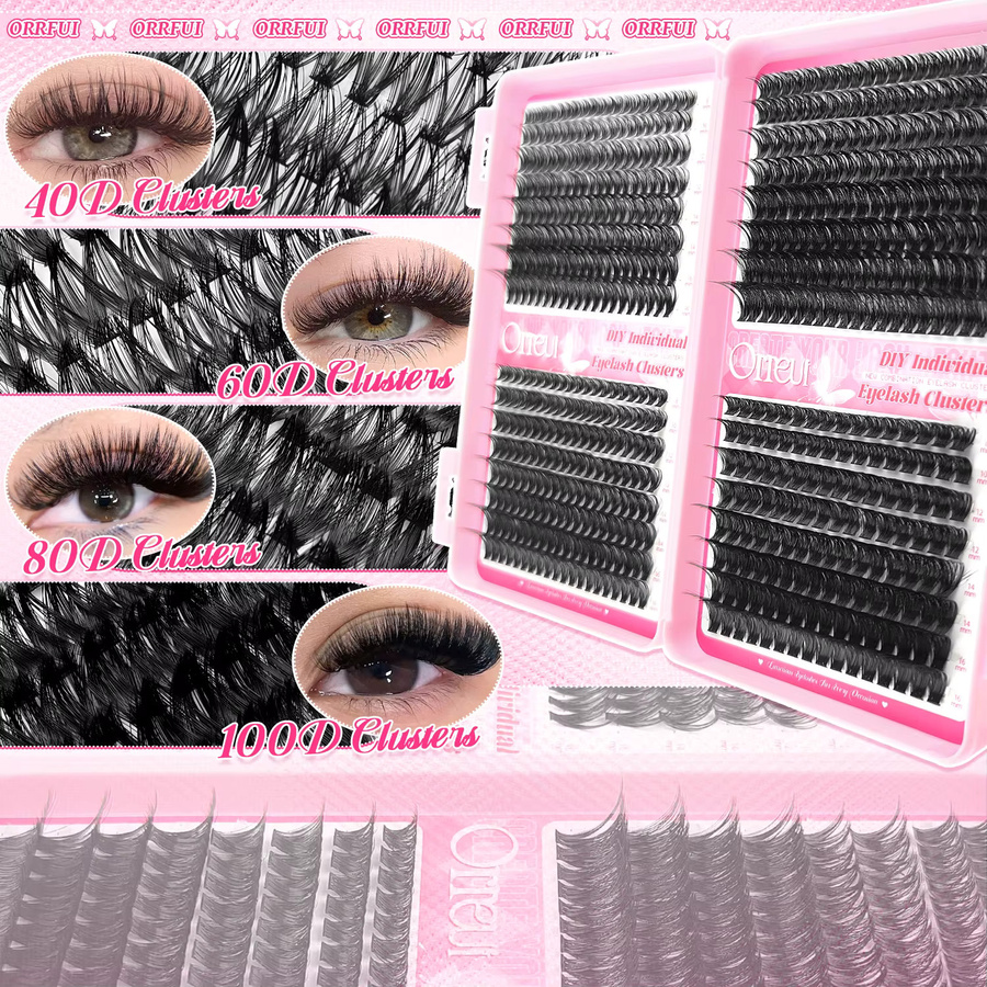 Orreu Wimpernverlängerungs-Set, Einzelne Wimpernbüschel, Unisex - Bild 3