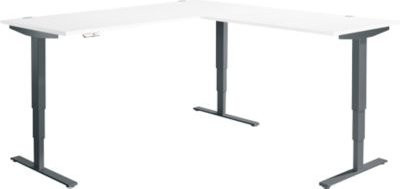 Elektrisch höhenverstellbarer Winkelschreibtisch AERO FLEX in Weiß/Anthrazit mit Memorypanel, B 200 cm x T 200 cm - Bild 1