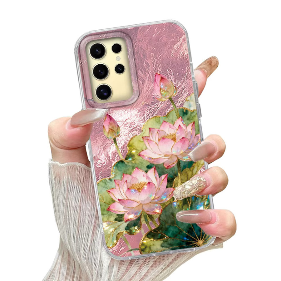 Samsung Galaxy Schutzhülle mit Koreanischem Lotus Blume Design für S24 S23 S22 S25 S21 S20 FE Ultra und Plus Modelle - Bild 3