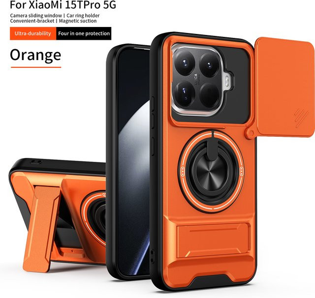 Xiaomi 17T Pro Hülle mit MagSafe Magnetischer faltbarer Halterung und Kameraschutz in Orange - Bild 1