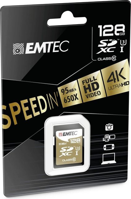 Emtec SpeedIn Pro SDXC-Speicherkarte, 128 GB, Klasse 10, Schwarz - Bild 2