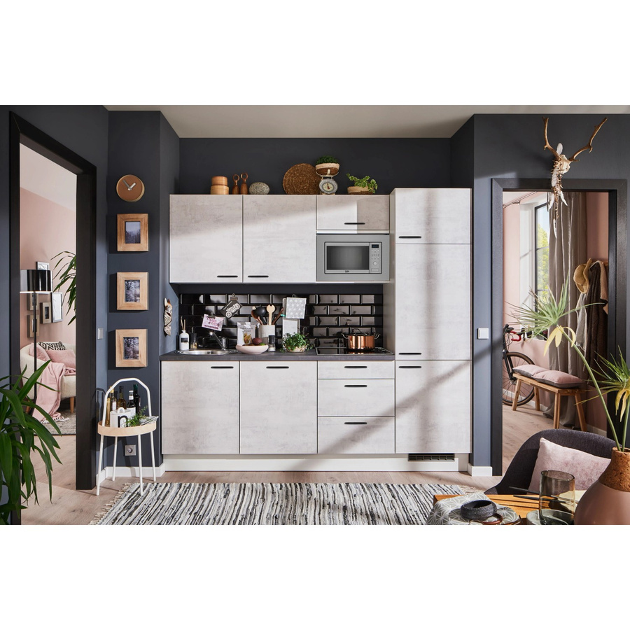 pino Küchenzeile Beton Weißgrau mit 1 Geräteschrank, Breite: 240 cm - Bild 2