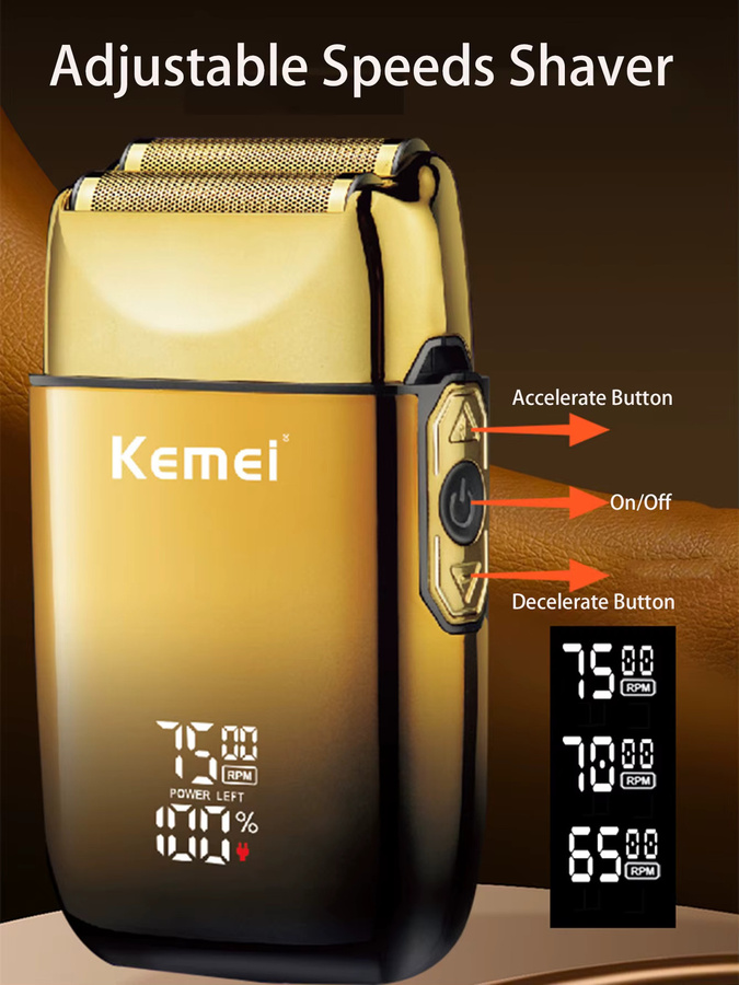 Kemei Elektrorasierer Bartschneider für Herren, Gold - Bild 5