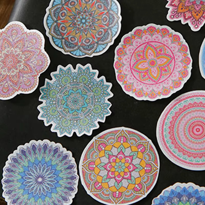 Mr.Paper Mandala Glitzer Washi Tape Set, 4 Rollen dekoratives Masking Tape in Morandi Sand-Farben für Scrapbooking und Journaling - Bild 2