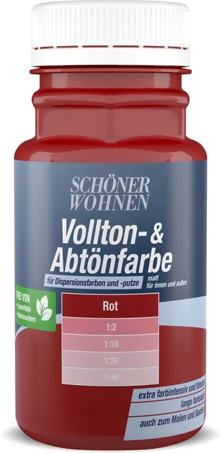 Schöner Wohnen Abtönfarbe Rot Matt Wasserbasierte Dispersionsfarbe für Gipskarton 0,125 l - Bild 1
