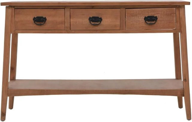 vidaXL Konsolentisch aus Tannenholz Massiv in Braun, Rustikaler Beistelltisch mit Lackierung, B/T/H: 126 x 40 x 77,5 cm - Bild 1