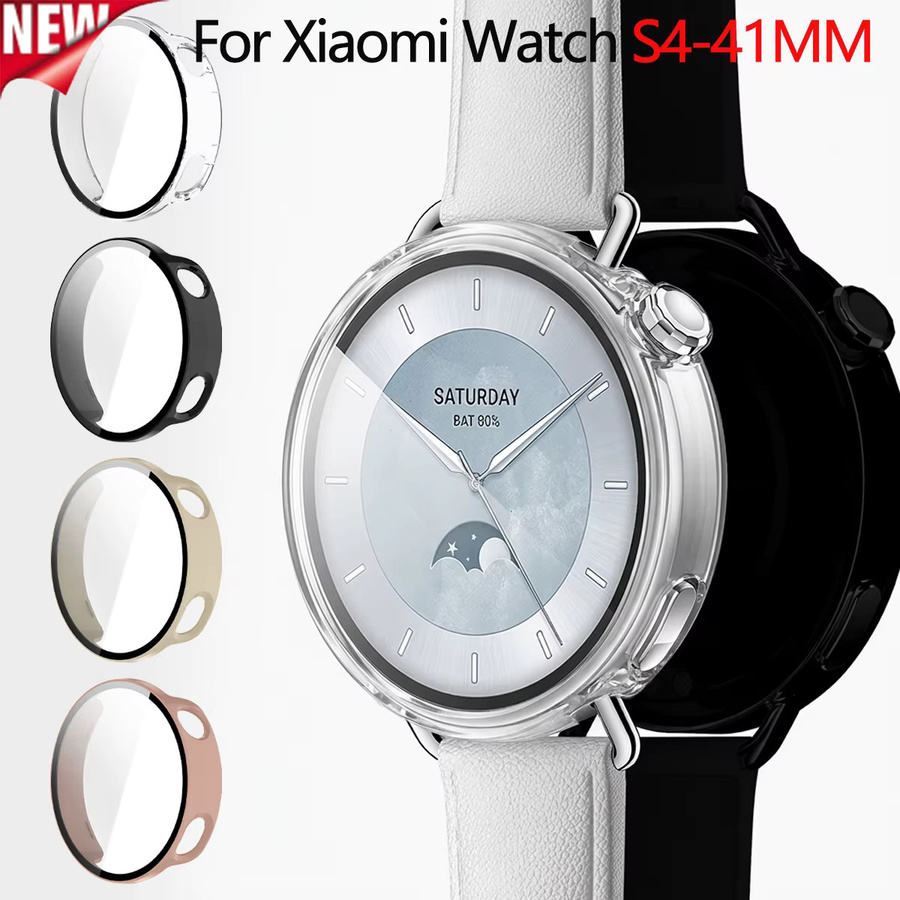 OAKCHARM Schutzhülle und Displayschutzfolie für Xiaomi Watch S4 41 mm, Schwarz - Bild 2