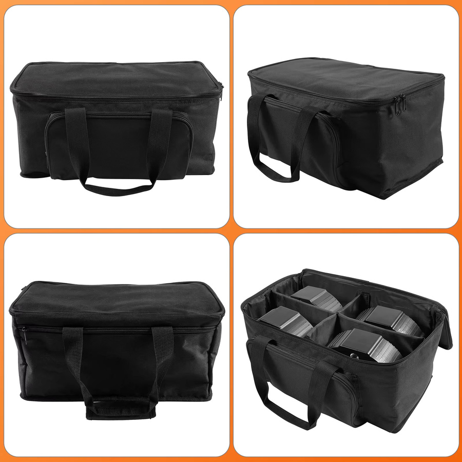 Datewink Par Licht Tasche für 4 Scheinwerfer, Wasserdichte Aufbewahrungstasche aus 600D PVC und 210D Futter, Schwarz, B/T/H: 18 x 18 x 10 cm - Bild 2