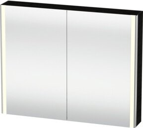Duravit Uni-Spiegelschrank XSquare mit Steckdose und LED, 2 Türen, wandhängend, Farbe: Weiß/Schwarz, B: 100 cm, H: 80 cm, T: 15,5 cm - Bild 1
