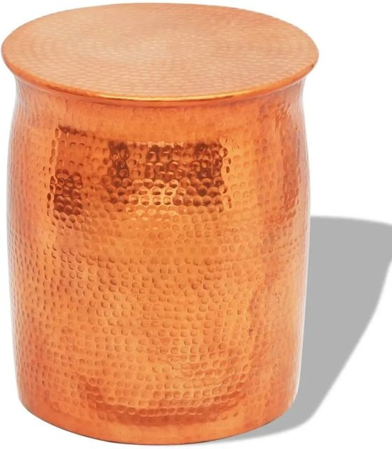 vidaXL Hocker und Beistelltisch aus gehämmertem Aluminium in Gold, zylindrisch, B/T/H: 36 x 36 x 42 cm - Bild 1
