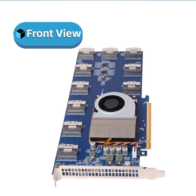 SPEEDIER PCIe 4.0 Switch Erweiterungskarte PLX88096 mit 6-Port und 10-Port Optionen, X16, SFF8654, Blau - Bild 1