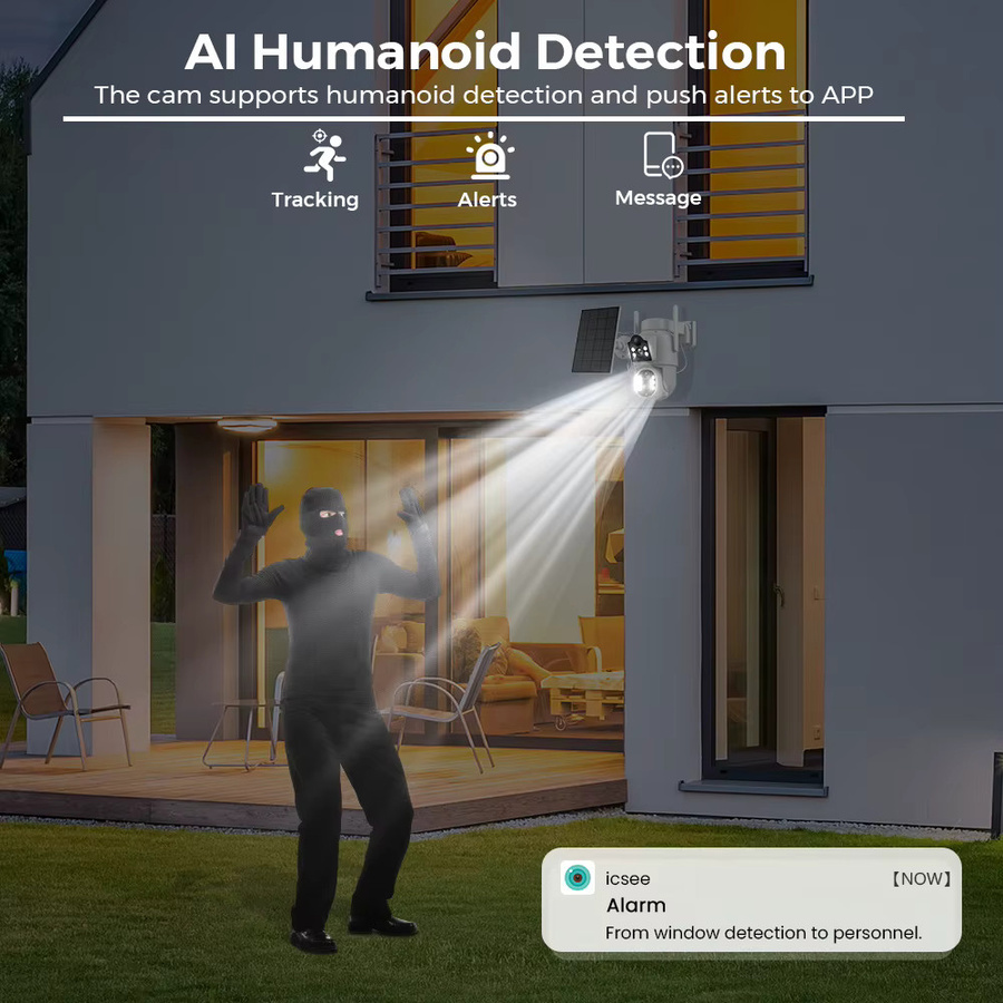 ZRHUNTER 8MP 4K Solarkamera PTZ WiFi IP-Kamera Outdoor mit integriertem Akku, PIR Menschenerkennung und ICSee App, Weiß - Bild 5