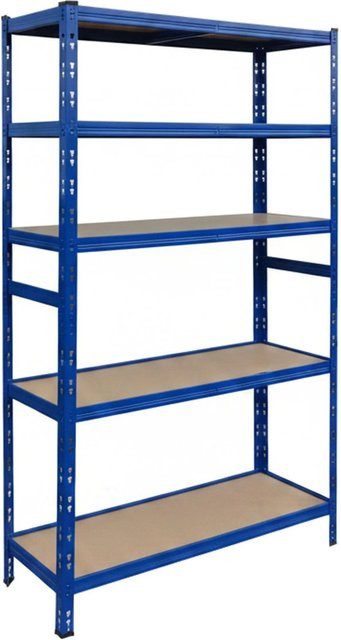 Relaxdays Reifenregal aus Stahl in Blau mit 3 höhenverstellbaren MDF-Ablagen für 8 Reifen, H x B x T: 210 x 110 x 40 cm - Bild 1