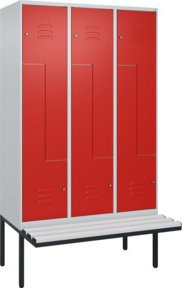 C+P Z-Spind Classic PLUS Sitzbank mit 6 Fächern und Zylinderschloss, B/T/H: 212 x 120 x 81,5 cm - Bild 1