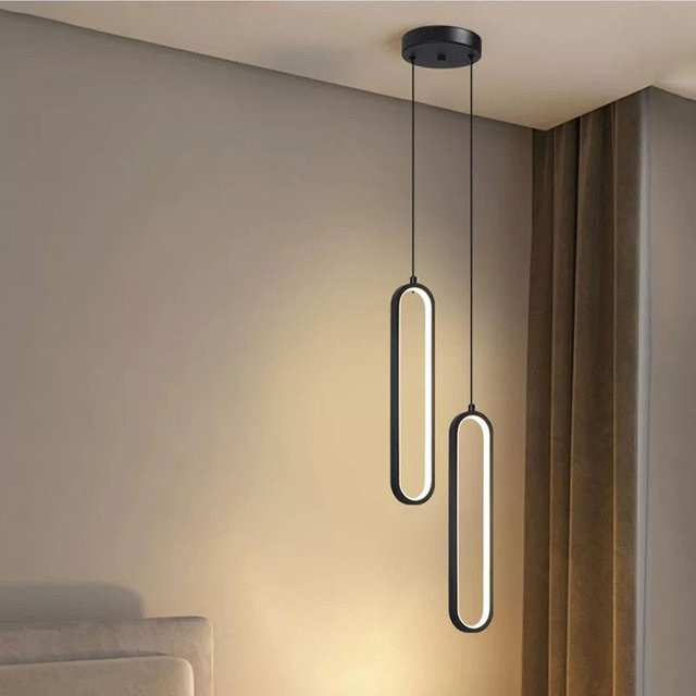 HAULVANG LED-Pendelleuchte im skandinavischen Design, schwarz, Metall, Zylinderform - Bild 1