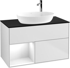 V&B Waschtischunterschrank Finion 100 Wandbeleuchtung in Weiß lackiert B/T/H: 100 x 50,1 x 50,1 cm - Bild 1