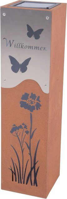 DELUKE Dekosäule ATHENS mit LED in Edelstahl Rostfarben, B/T/H: 15 x 15 x 57,5 cm - Bild 1