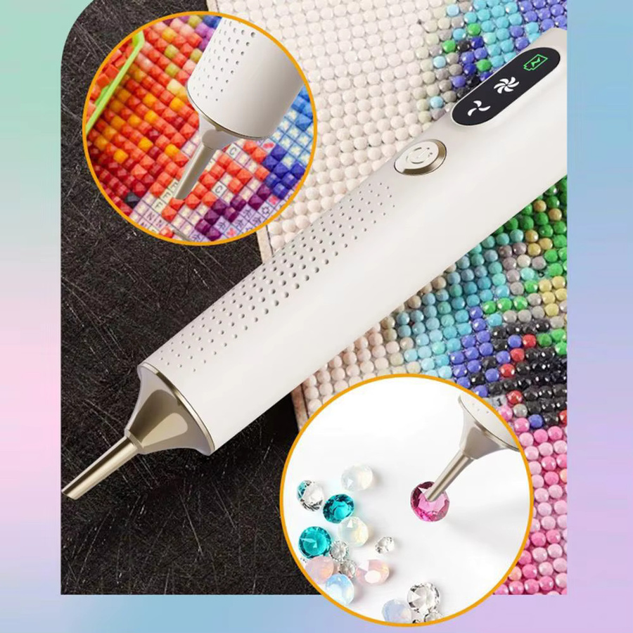 Kabelloser elektrischer Strass-Malstift in Weiß für Nagel-Strasssteine und Kunst-Werkzeuge ohne Wachs erforderlich - Bild 4
