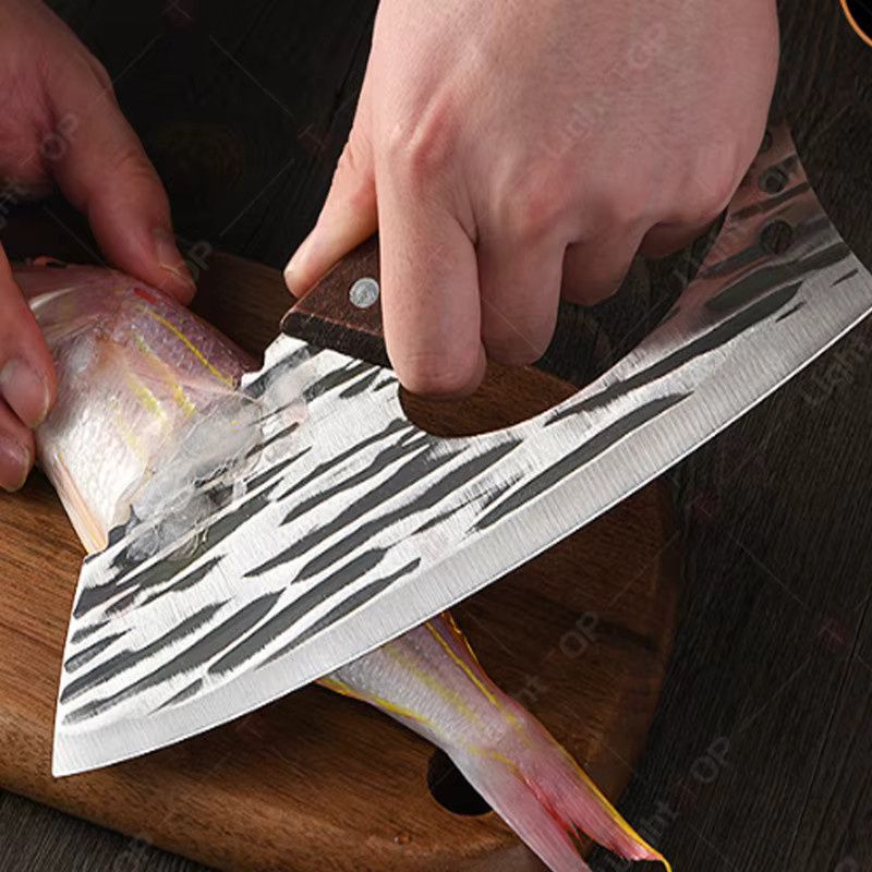 WXCOO Handgefertigtes Edelstahl-Fleischermesser aus geschmiedetem Stahl in Silber mit Holzgriff zum Entbeinen, Schneiden von Gemüse und Obst - Bild 3